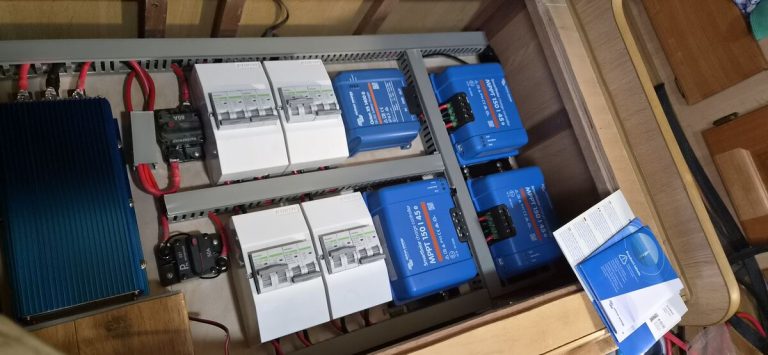 Victron DC charge controllers and circuit breakers in an off-grid power system